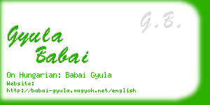 gyula babai business card